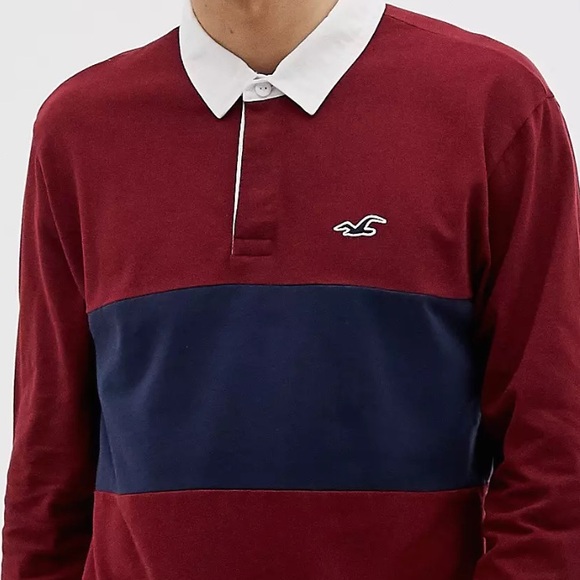 Hollister icon logo chest panel long sleeve rugby polo - Picture 5 of 10